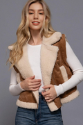 Faux Suede Inner Fur Zip Up Vest