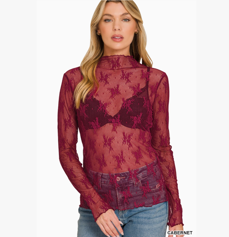 Lace See Through Layering Top
